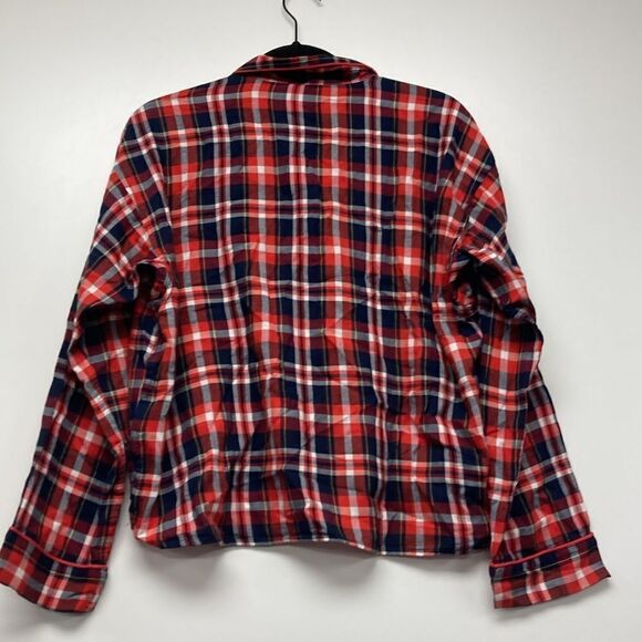 J.Crew Flannel long-sleeve cropped pajama pant set in plaid (Top Only) - Picture 6 of 6